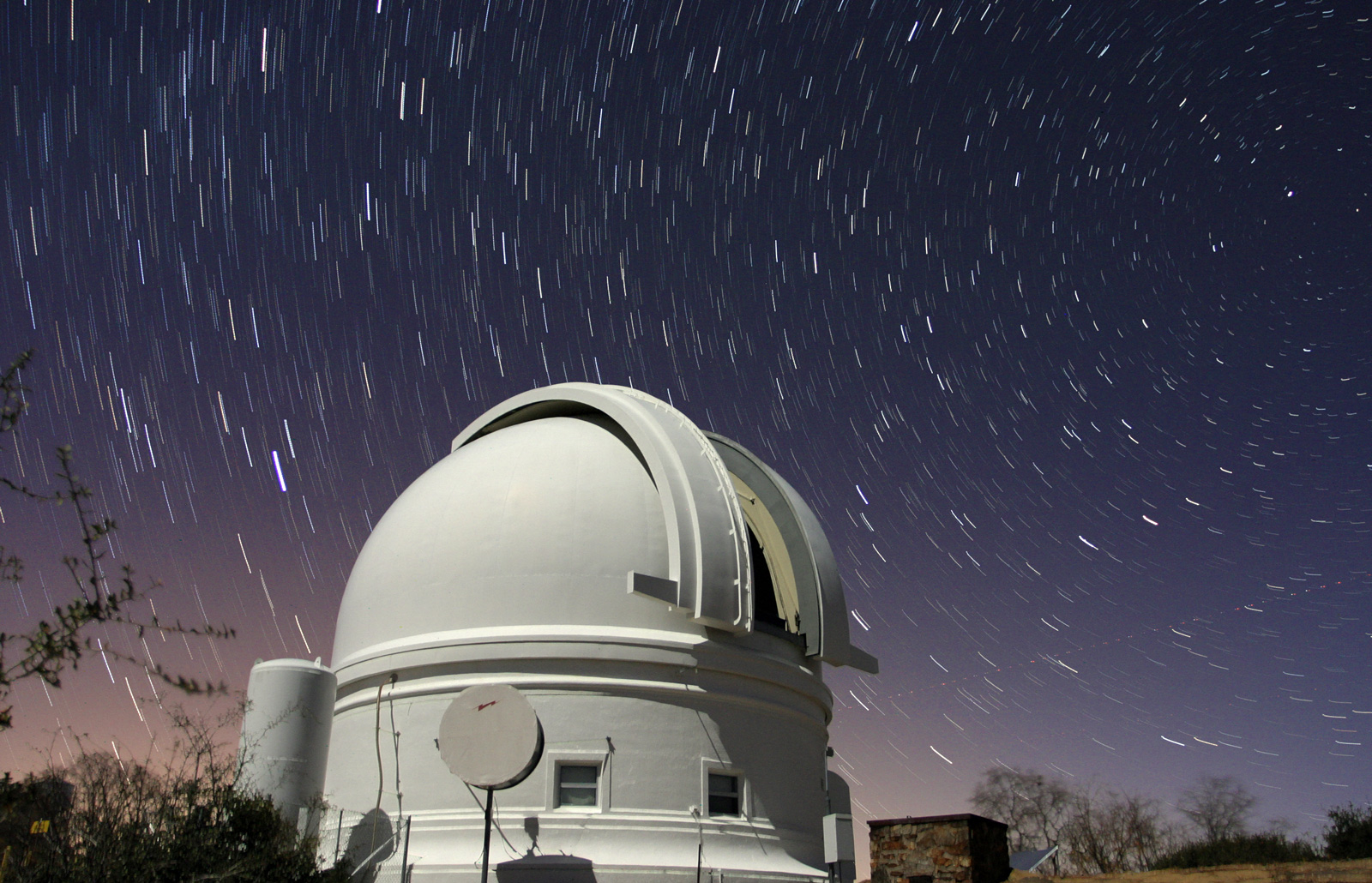 Star trails over Palomar Schmidt Dome