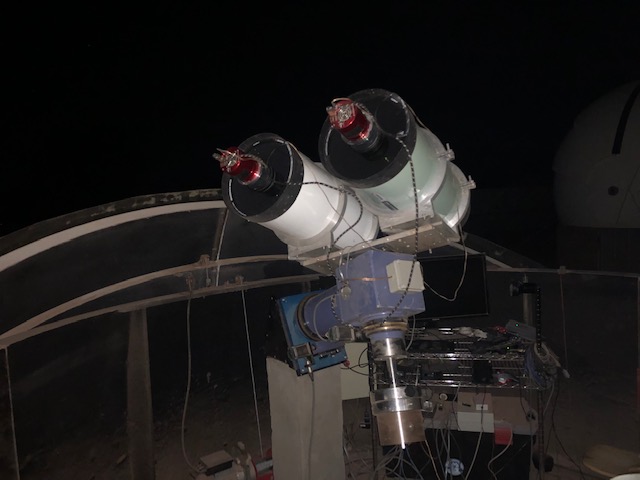 Two RASA telescopes on mpunt inside observatory.